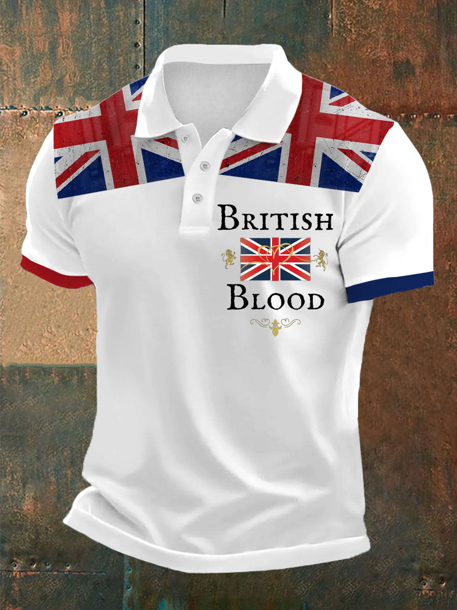 Men’s British Blood Printed Polo Shirt White / S