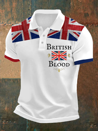Men’s British Blood Printed Polo Shirt White / S