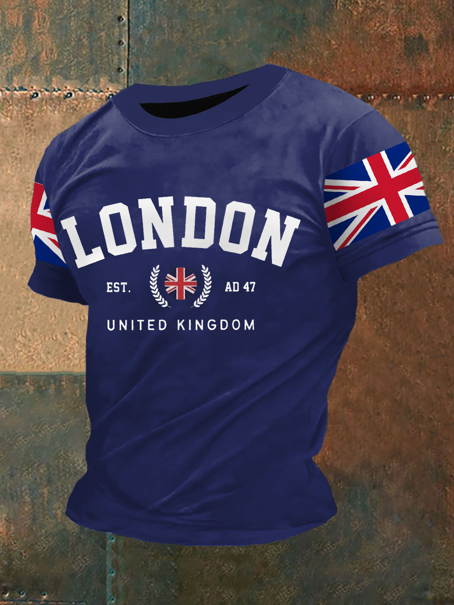 Men’s UK Flag Print Casual Tee Blue / S