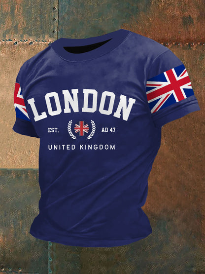 Men’s UK Flag Print Casual Tee Blue / S