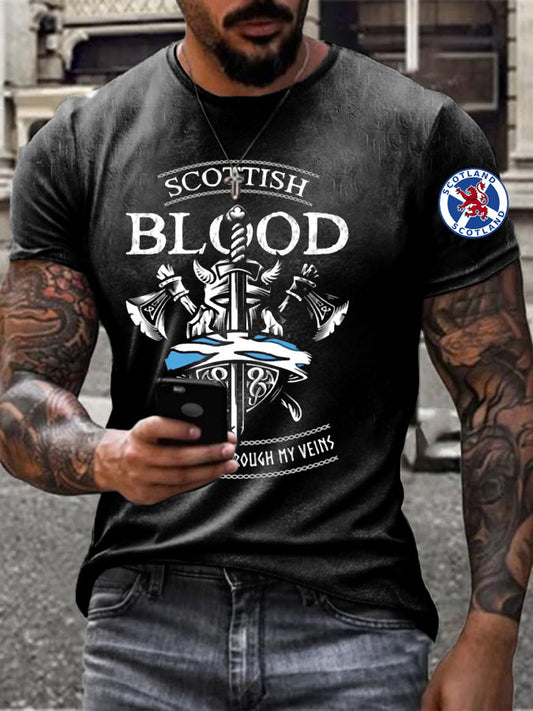 Men’s England Scotland Thistle Printed T-shirt Black / S