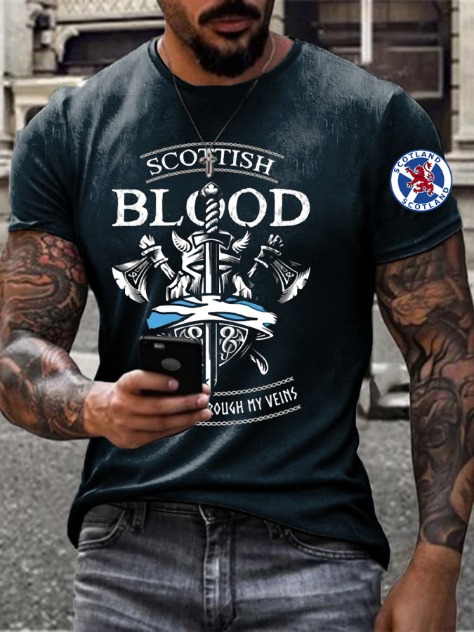 Men’s England Scotland Thistle Printed T-shirt Navy Blue / S