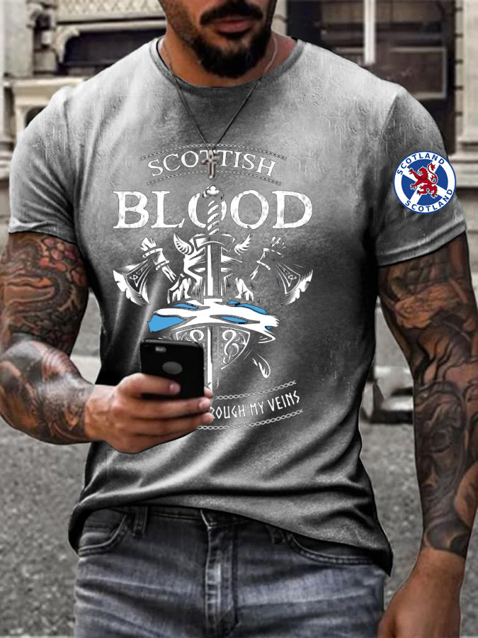 Men’s England Scotland Thistle Printed T-shirt Light Gray / S