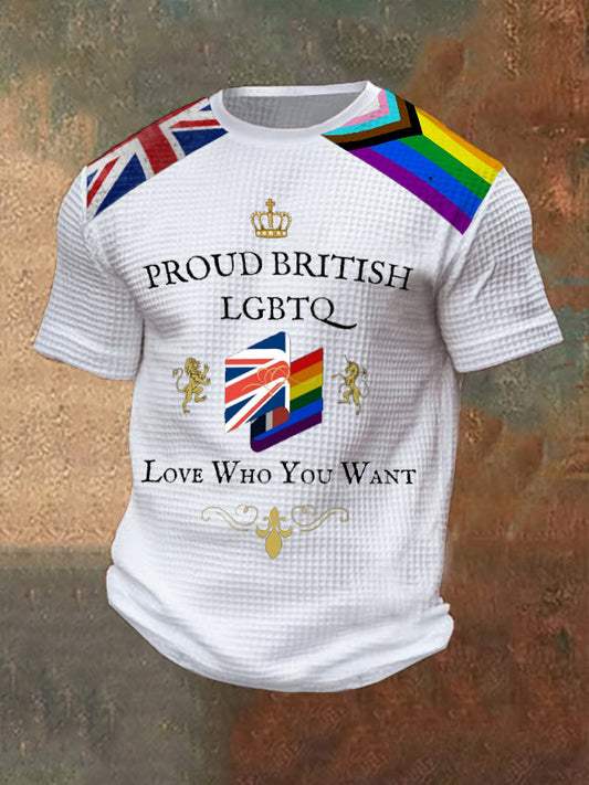 Men’s Proud British LBGT Printed Waffle T-shirt White / S