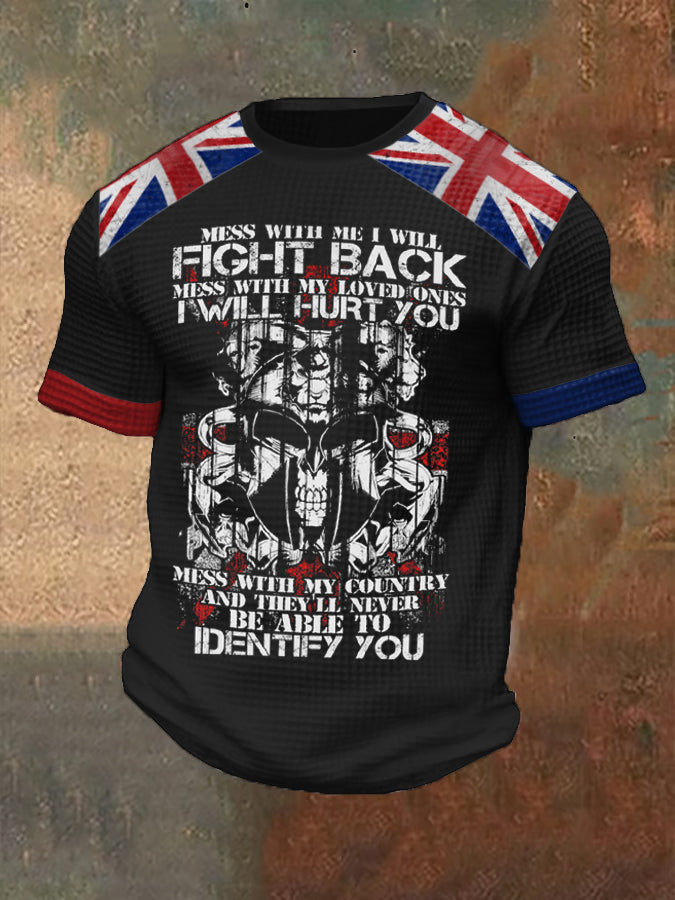 Men’s Don’t Mess With My Country British Printed Waffle T-shirt Black / S