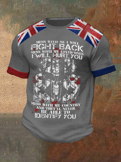 Men’s Don’t Mess With My Country British Printed Waffle T-shirt Light Gray / S