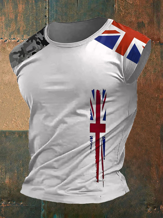Men’s Union Jack Casual Polo Tank White / S