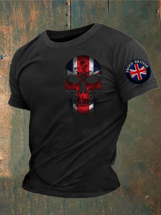Men’s Proud To Be British Skull Printed T-shirt Black / S
