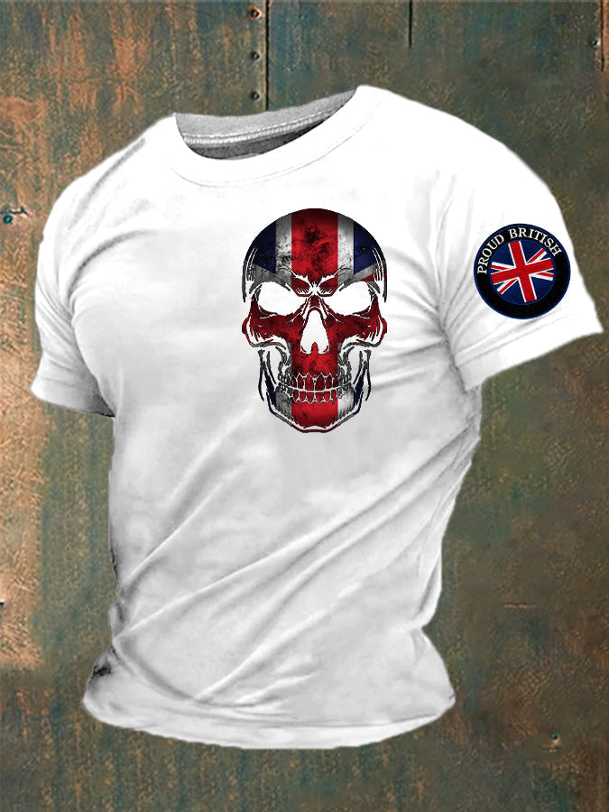 Men’s Proud To Be British Skull Printed T-shirt White / S