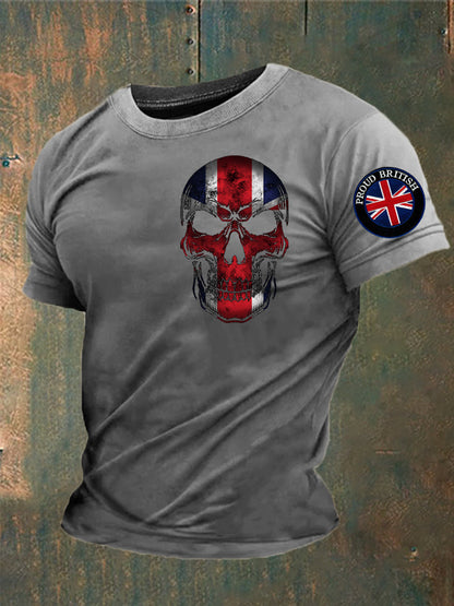 Men’s Proud To Be British Skull Printed T-shirt Light Gray / S