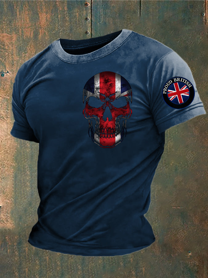 Men’s Proud To Be British Skull Printed T-shirt Navy Blue / S