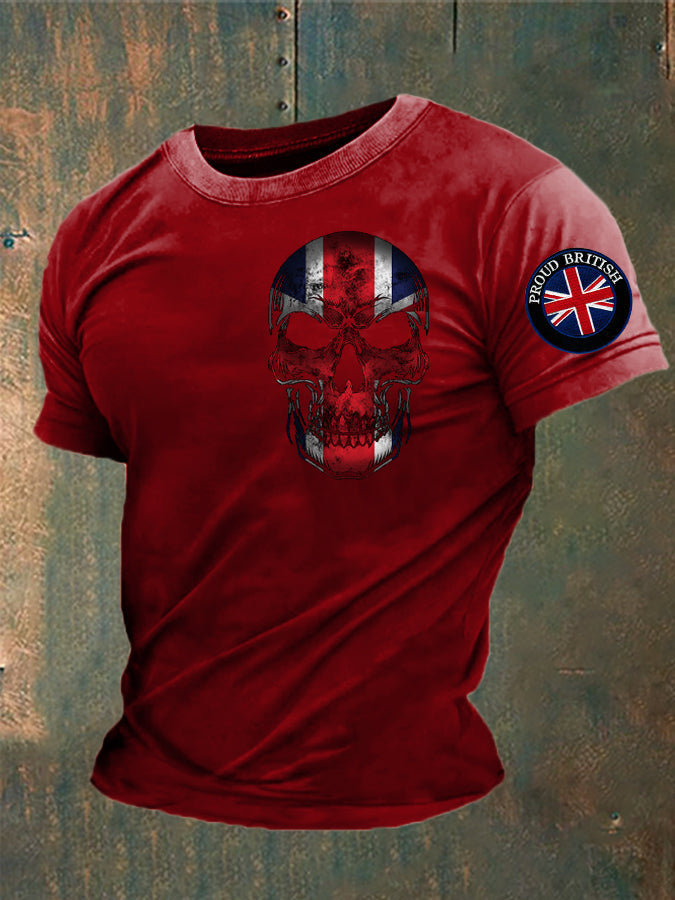 Men’s Proud To Be British Skull Printed T-shirt Deep Red / S