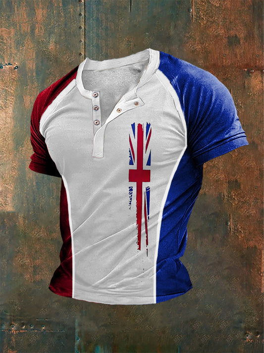 Men’s Union Jack Button T-Shirt White / S