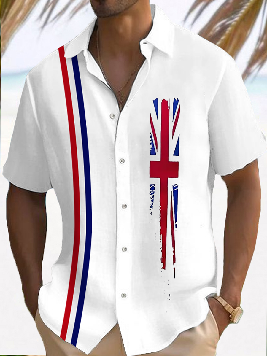Men’s Union Jack Print Casual Shirt White / S