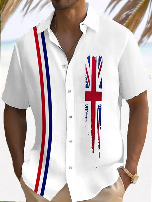Men’s Union Jack Print Casual Shirt White / S