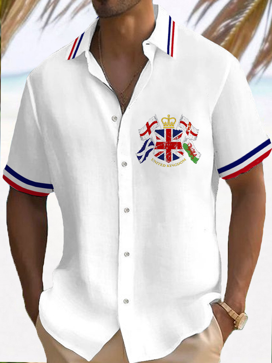 Men’s Union Jack Print Casual Shirt White / S