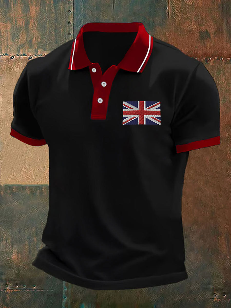 Men’s Union Jack Casual Polo Shirt Black / S