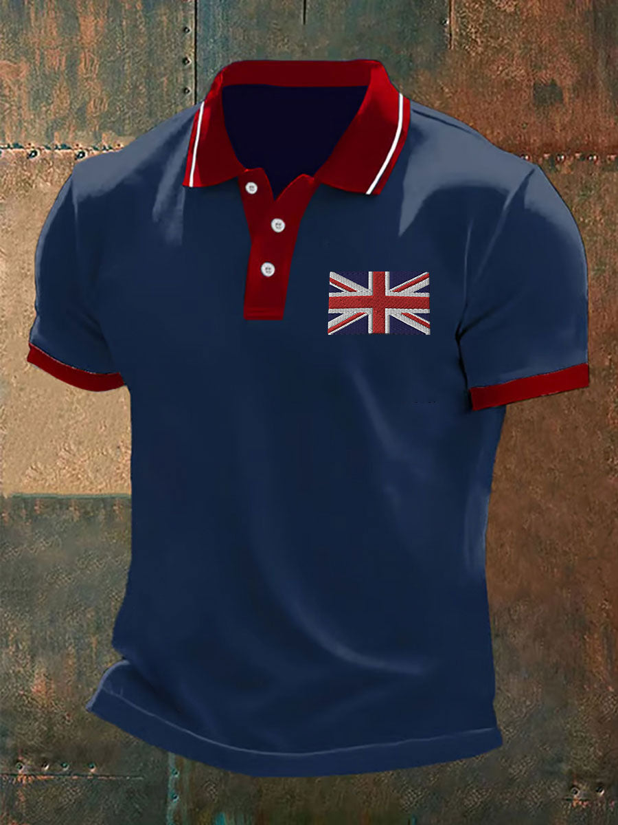 Men’s Union Jack Casual Polo Shirt Blue / S