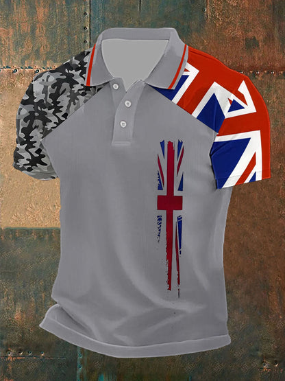 Men’s Union Jack Casual Polo Shirt Gray / S