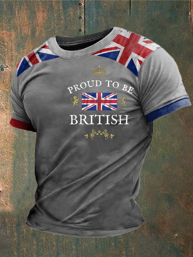 Men’s Proud To Be British Printed T-shirt Light Gray / S