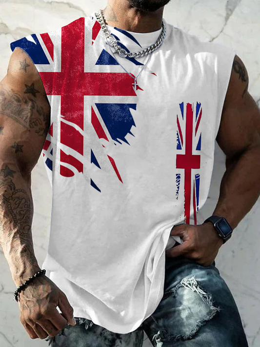 Men’s Union Jack Printed Casual Vest White / S