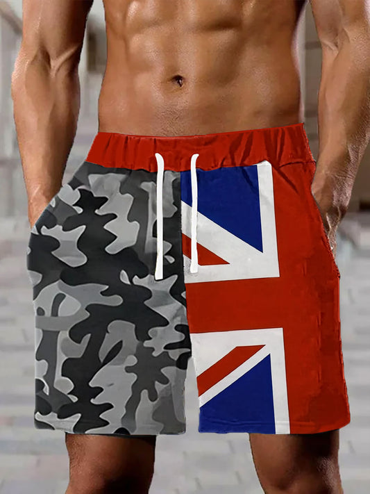 Men’s England Flag Print Casual Pants Red / S