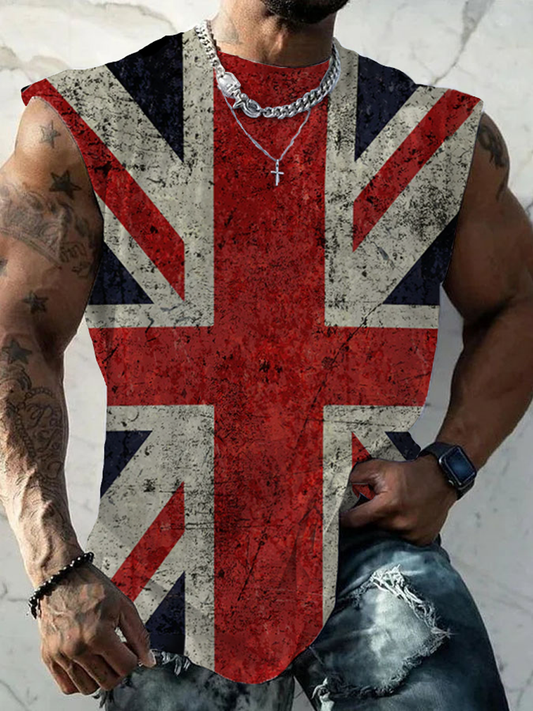 Men’s Union Jack Printed Casual Vest As picture / S