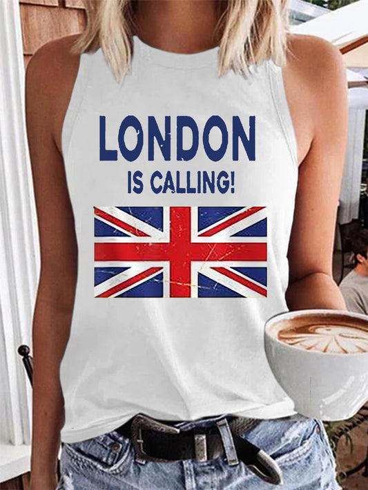 Women’s London Is Calling! England Flag Print Casual Vest White / S