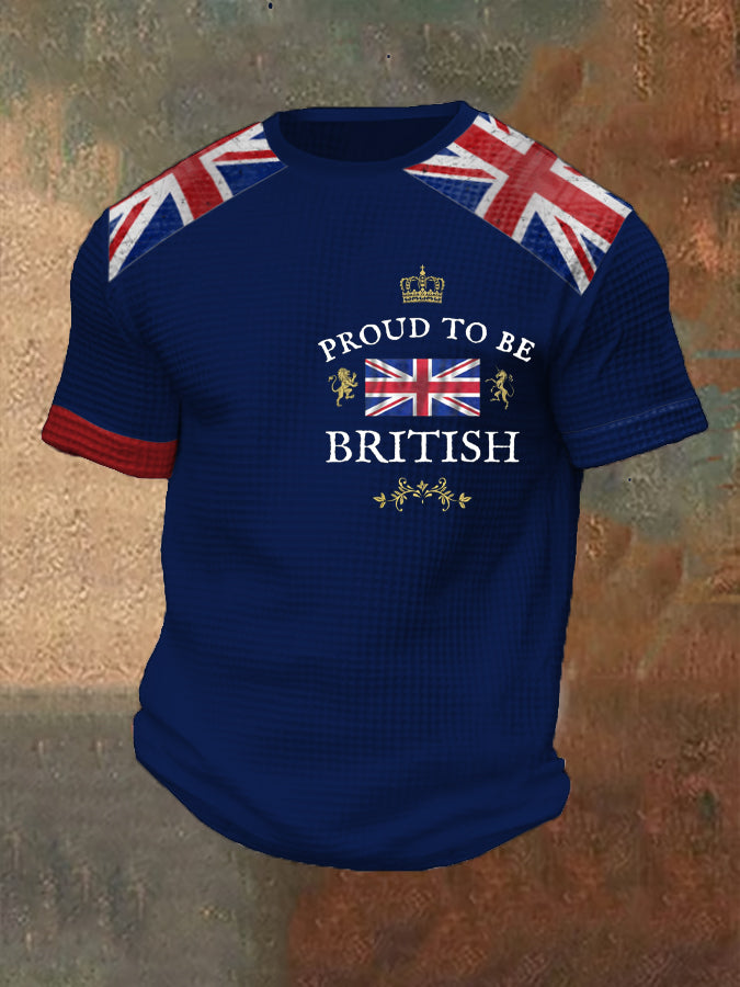 Men’s Proud To Be British Printed Waffle T-shirt Navy Blue / S