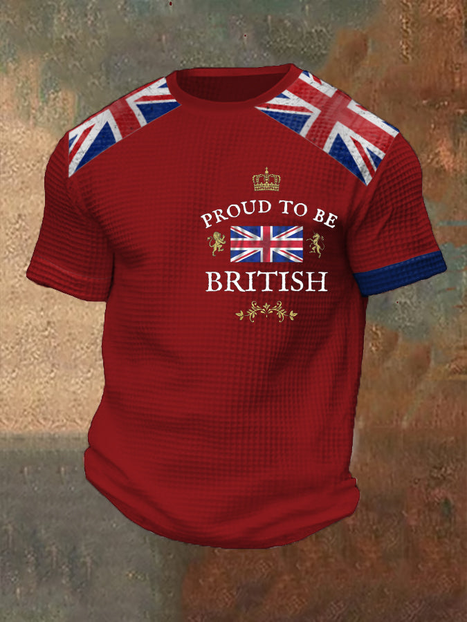 Men’s Proud To Be British Printed Waffle T-shirt Red / S