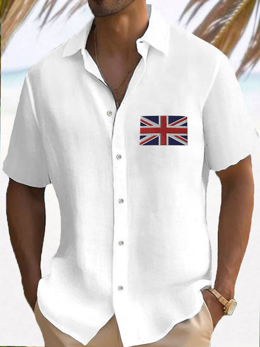 Men’s Union Jack Print Casual Shirt White / S