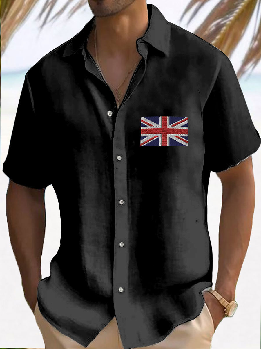 Men’s Union Jack Print Casual Shirt Black / S