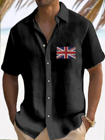 Men’s Union Jack Print Casual Shirt Black / S