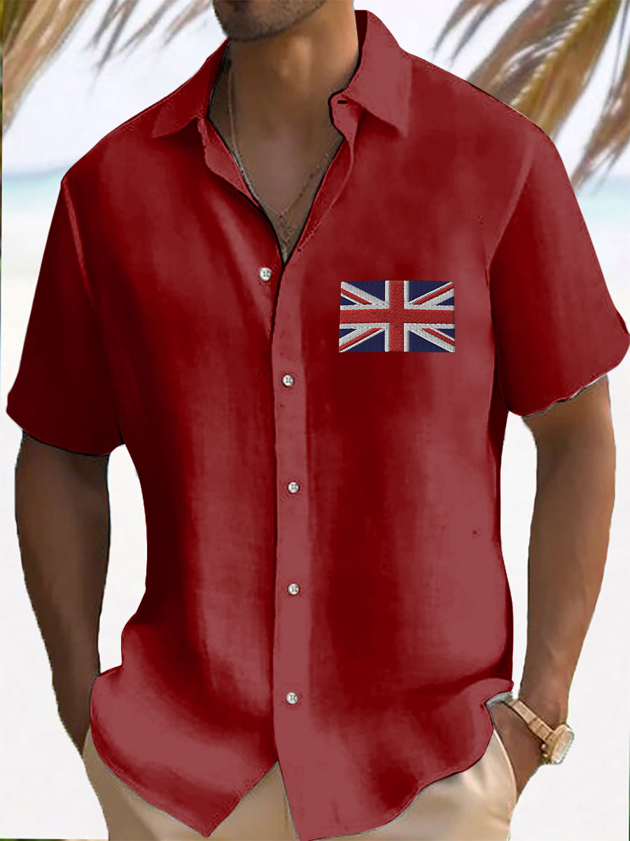 Men’s Union Jack Print Casual Shirt Red / S