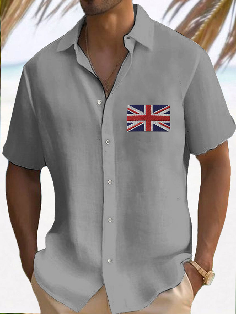 Men’s Union Jack Print Casual Shirt Gray / S