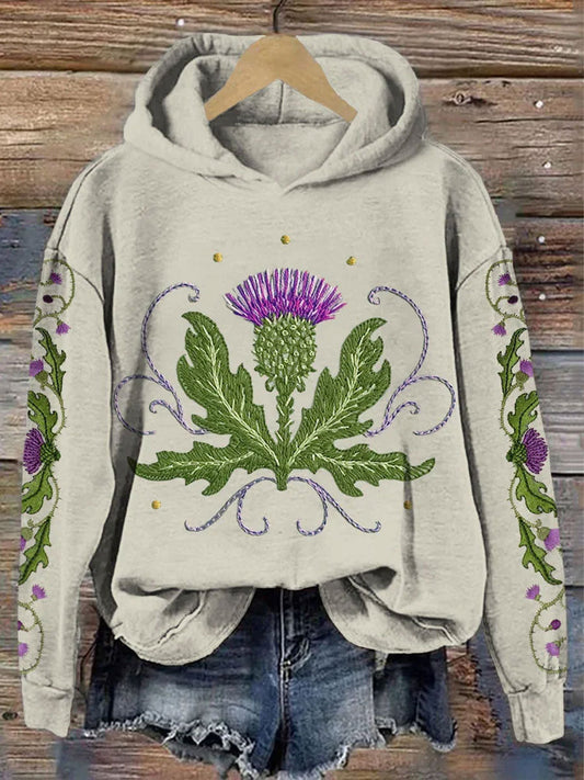 Women’s England Scotland Thistle Printed Sweatshirt Apricot / S