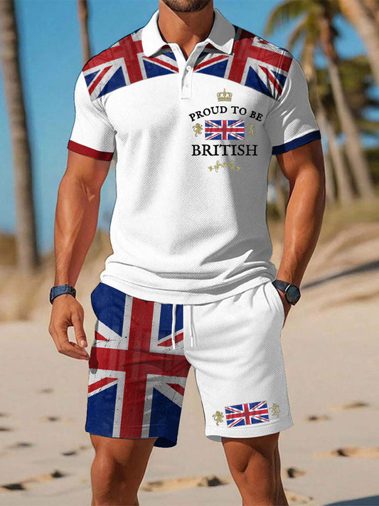 Men’s Proud To Be British Printed Polo Sets White / S