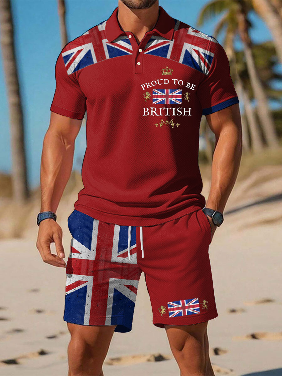 Men’s Proud To Be British Printed Polo Sets Red / S