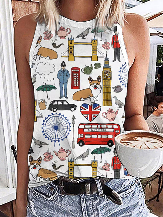 Women’s London England Printed Vests White / S