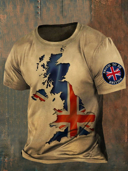 Men’s UK Flag Proud To Be British Printed Casual Short Sleeve T-shirt