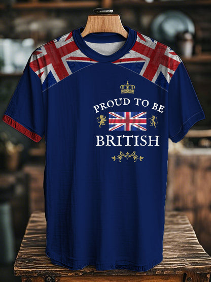 Unisex Proud To Be British Printed T-shirt Navy Blue / S