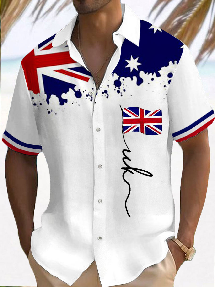 Men’s Union Jack Print Casual Shirt White / S
