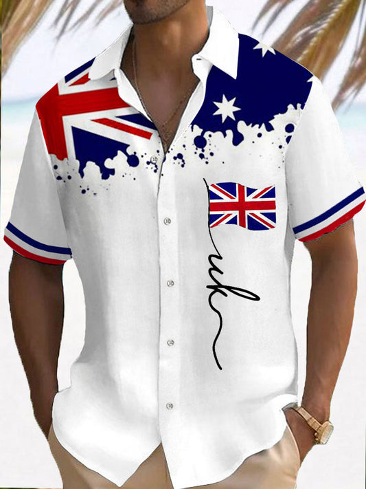 Men’s Union Jack Print Casual Shirt White / S