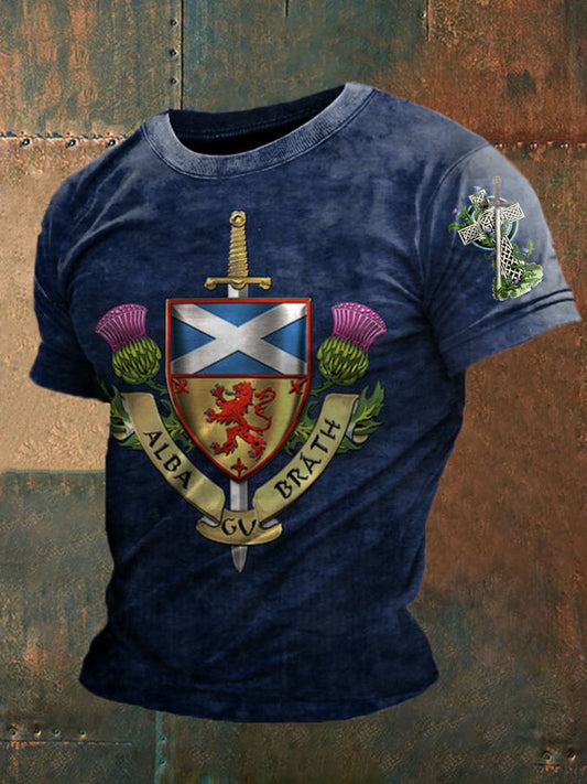 Men’s England Scotland Thistle Printed T-shirt Navy Blue / S