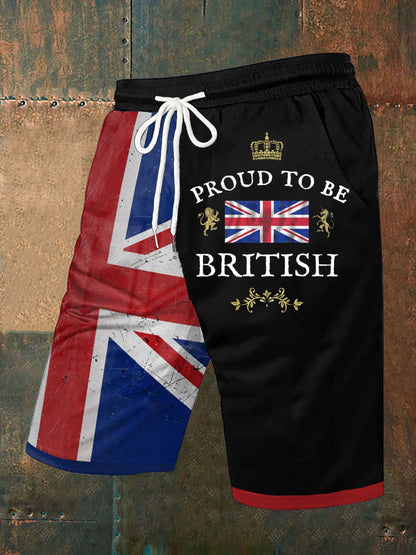 Men’s Proud To Be British Printed Shorts Black / S