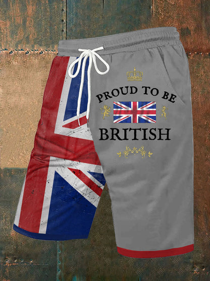 Men’s Proud To Be British Printed Shorts Light Gray / S