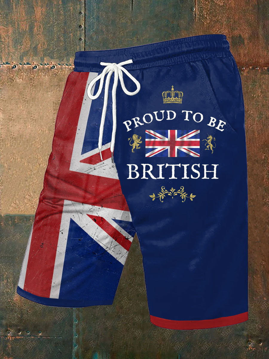 Men’s Proud To Be British Printed Shorts Navy Blue / S
