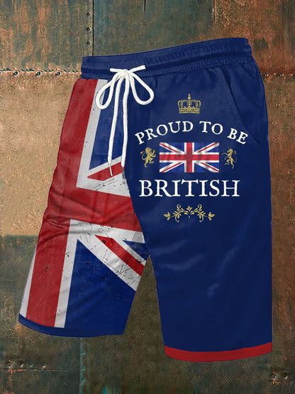 Men’s Proud To Be British Printed Shorts Navy Blue / S