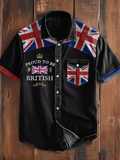 Men’s Proud To Be British Printed Shirt Black / S