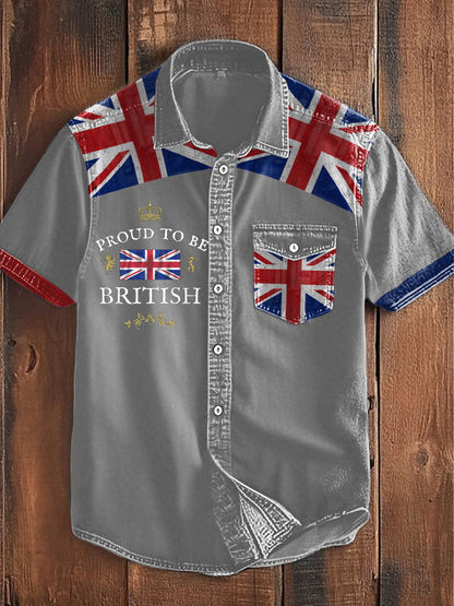 Men’s Proud To Be British Printed Shirt Light Gray / S